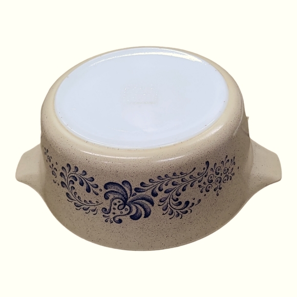 Vintage Pyrex Homestead Speckled Beige Blue Casserole Model # 475-B 2.5 L Dish - Picture 7 of 10